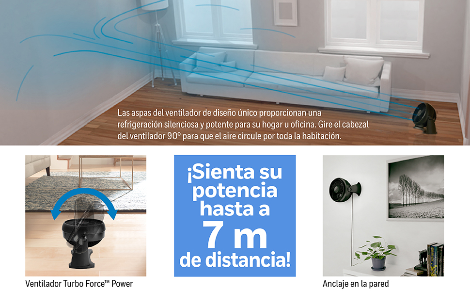 Ventilador; de mesa; oscilante; potente; turbo; Honeywell; 3 ajustes de velocidad; silencioso