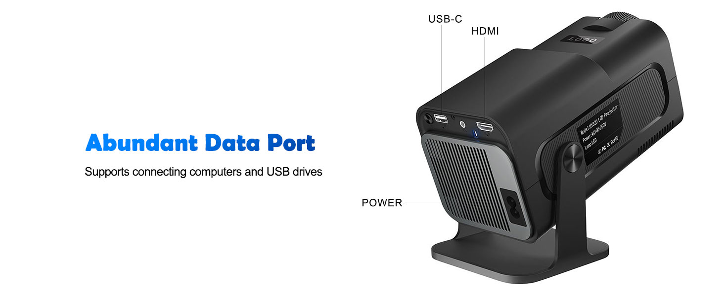 HY320 Mini Proyector Keystone Automático Portátil, Proyector Inteligente Native 1080P 4K Compatible 